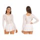 thumbnail image 3 of Vestido brillante de manga larga con volantes para mujer, vestido de baile de Ballet, vestido de natación, traje de Color sólido, vestidos de leotardo con cuello redondo, 3 of 5