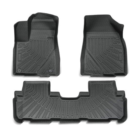 Kimllier Black TPE Floor Mats for 2014-2019 Toyota Highlander 2 Row 3PCS Custom All Weather Car Floor Liners