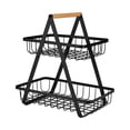 thumbnail image 1 of Estante Del Soporte de Exhibición de La Cesta Del Pan Del Alambre Del Metal de La Cesta de Fruta de La Encimera de 2 Niveles para Los Bocadillos Del P Negro Soledad soporte de cesta de frutas, 1 of 10