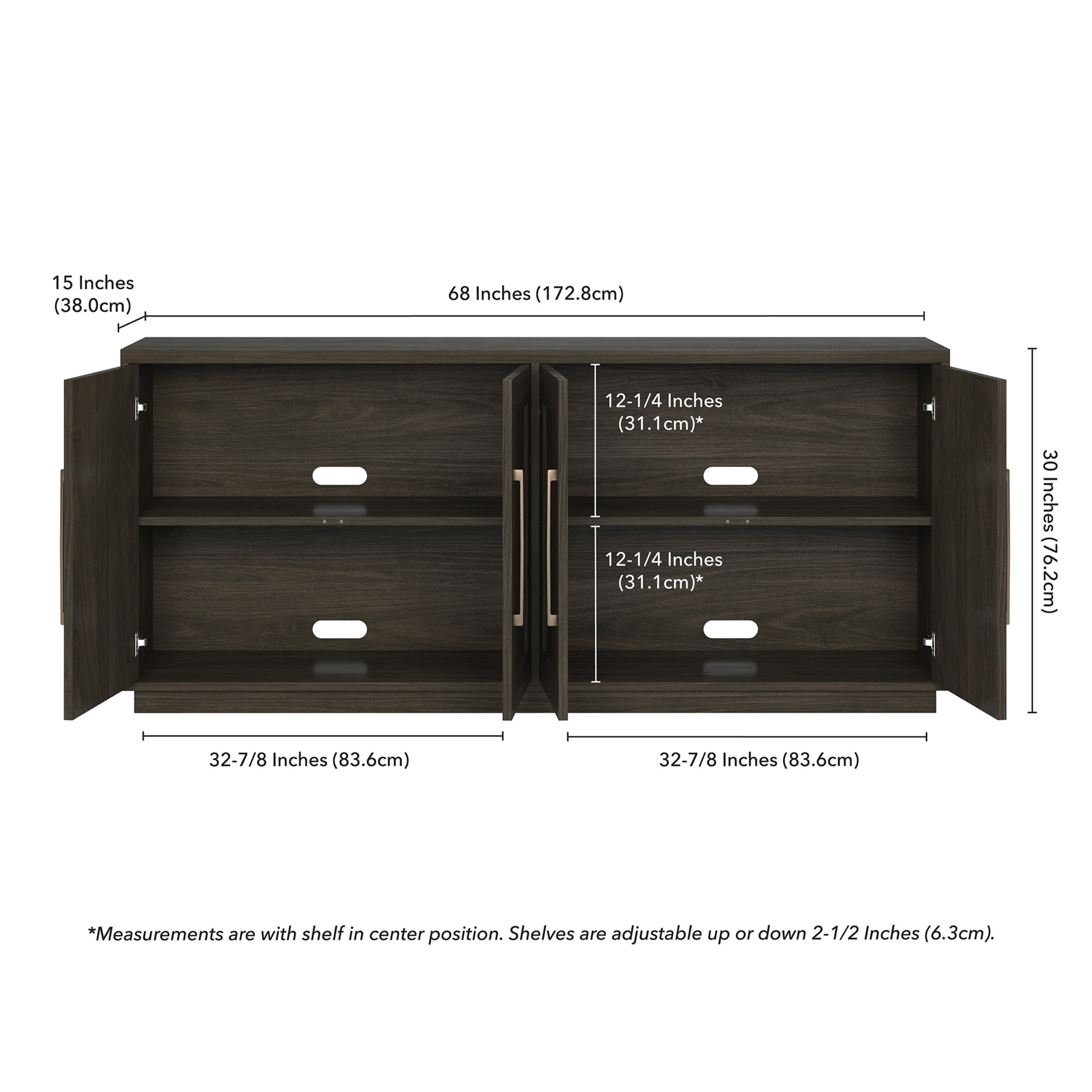 Evelyn&Zoe Modern/Contemporary 68" Wide Alder Brown Buffet Table