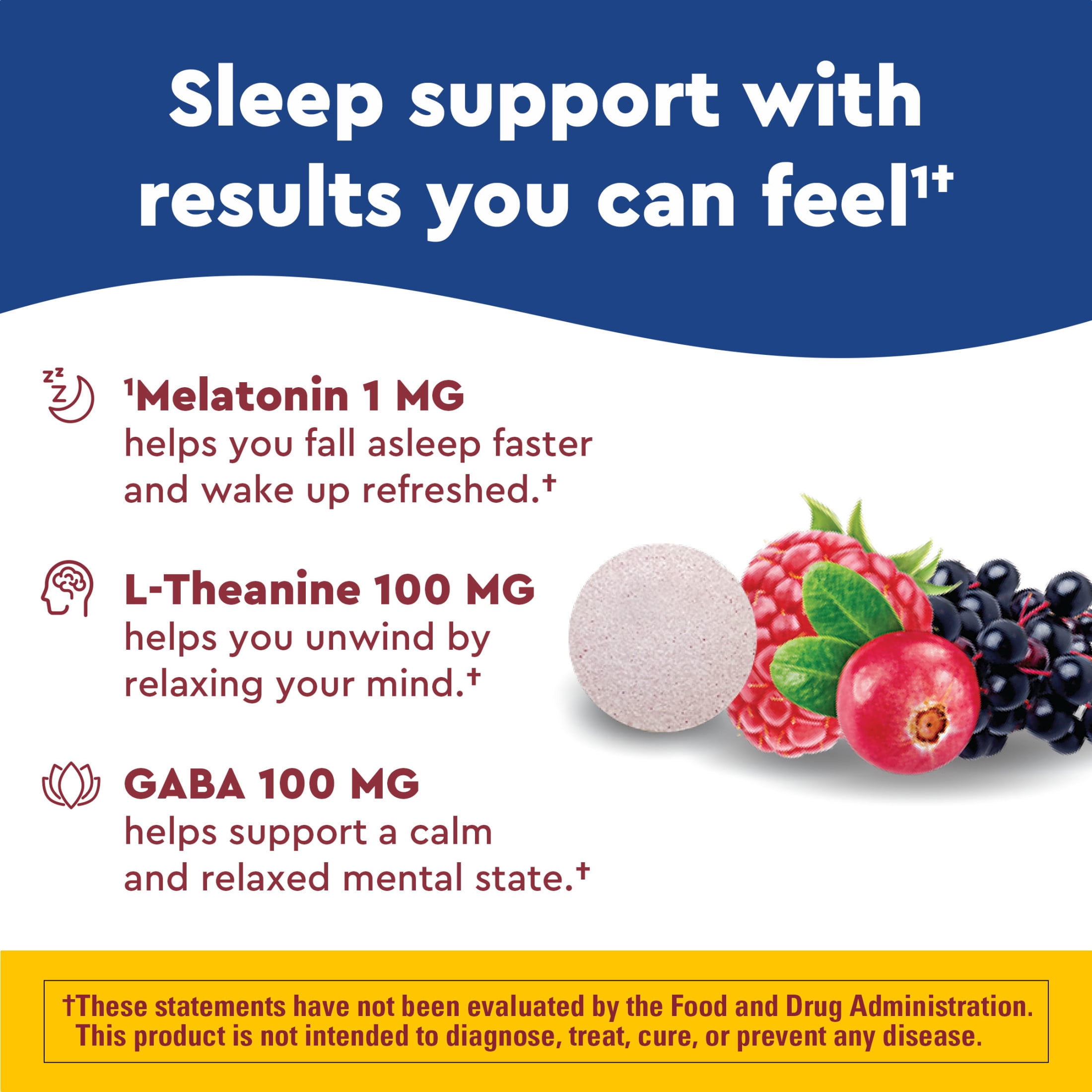 Nature Made Wellblends Back to Sleep Tablets, Melatonin 1 mg, L theanine, GABA, 40 Count