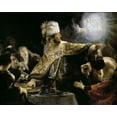 thumbnail image 2 of Rembrandt Van Rijn,  32x26 Black Ornate Wood Framed with Double Matting Museum Art Print Titled - Belshazzars Feast, 2 of 4