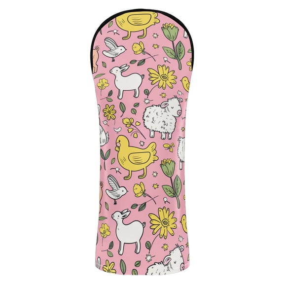 Haosy Cute Farm Animals Golf Club Covers Driver Hybrid Wood Headcovers PU Leather Double-Layer Lining Replaceable Tags for Men Women