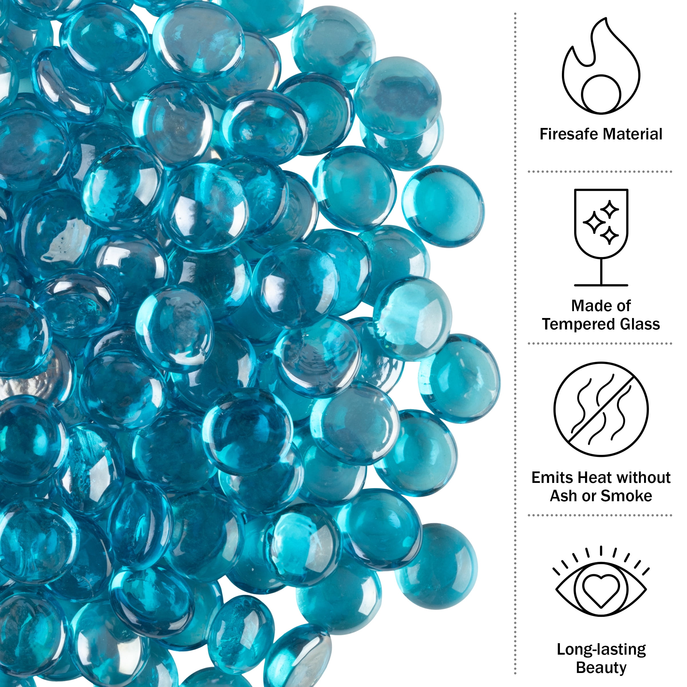 Pure Garden 10lbs Fire Pit Glass - 3/4-Inch Glass Rocks, Aqua Blue