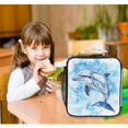 thumbnail image 6 of Square Lunch Bag 10.5*3.5*9.5 Inches Cooler Bag Lunch Bag Insulation Portable Durable Fashion Blue Watercolor Dolphin Pattern, 6 of 6