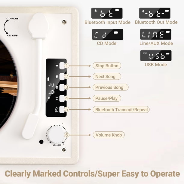 Portable CD Player with Bluetooth for Home CD Player with Built-in