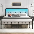 thumbnail image 1 of Homall Queen Size Bed Frame Classic Metal Platform Bed Frame with Charging Station & LED, Victorian Style Iron-Art Headboard/Footboard, Under Bed Storage, No Box Spring Needed, Noise Free, Black, 1 of 9