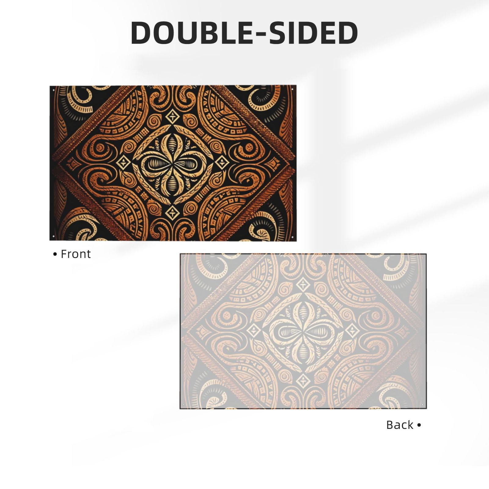 Hawaiian Style Tapa Cloth Tribal Art Four Hole Decorated Banner Flag for Garden Yard Home Decoration Indoor Outdoor 4x6 Ft