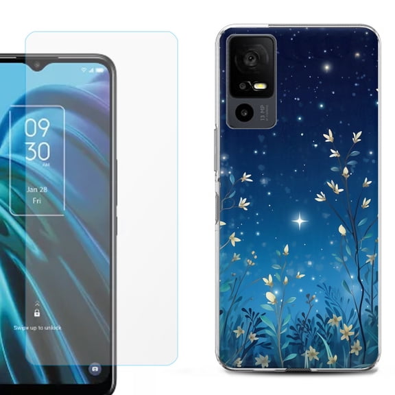 OneToughShield ® for TCL 40 XE 5G Shockproof Fashion Phone Case, with Tempered Glass Screen Protector - Fanciful Night