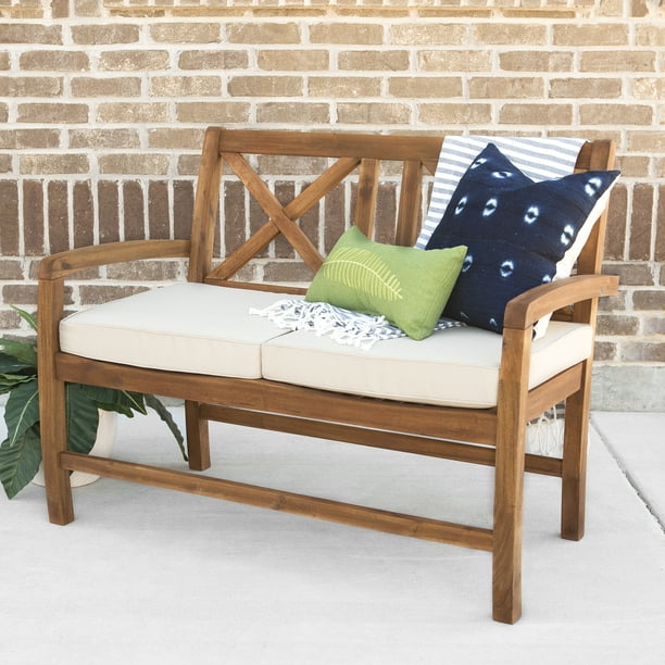 Manor Park Cushion Acacia Wood Outdoor Loveseat Brown