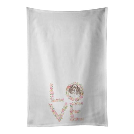 Carolines Treasures WDK4509WTKT 28 x 19 in. Unisex English Springer Spaniel No.6 Love White Dish Towels Kitchen Towel - Set of 2