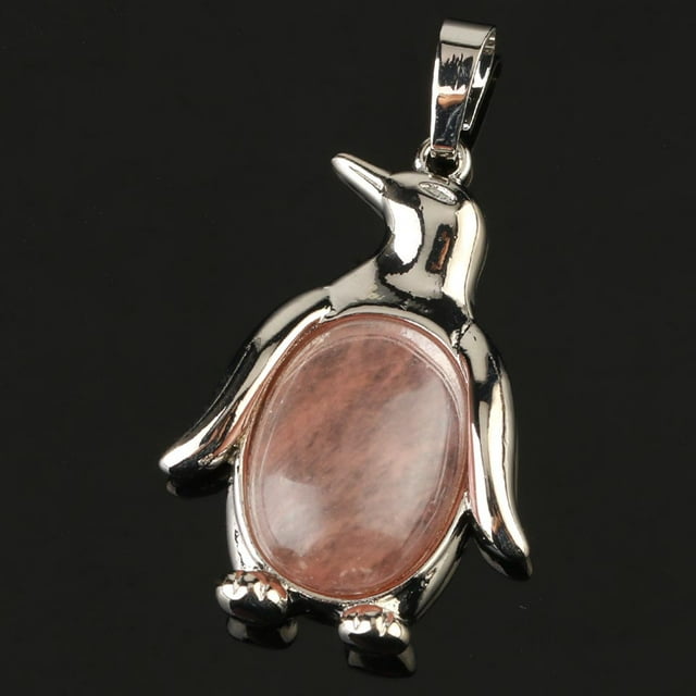 Collier Pendentif Pingouin Femme Pierre Naturelle Œil de Tigre Mignon Animal Homme