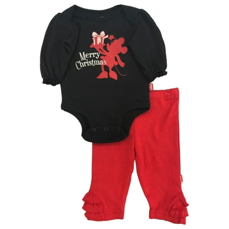Disney Infant Girls Minnie Mouse Christmas Outfit Bodysuit & Pants Set Newborn