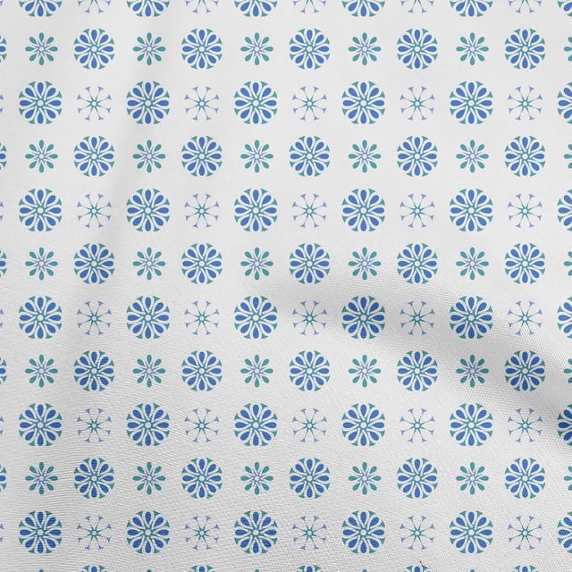 oneOone Georgette Viscose Medium Blue Fabric Asian Block Sewing Craft Projects Fabric Prints By Yard 42 Inch Wide