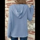 thumbnail image 5 of Sudadera con Capucha para Mujer, de Punto Gofre, Larga, Cordón Ajustable, Botones, Cuello en V, Informal, Tipo Jersey, con Capucha Azul XL, 5 of 8