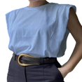 thumbnail image 3 of Tee-shirt Sans Manches en Coton Rembourré à l'Épaule pour Femme, 3 of 4