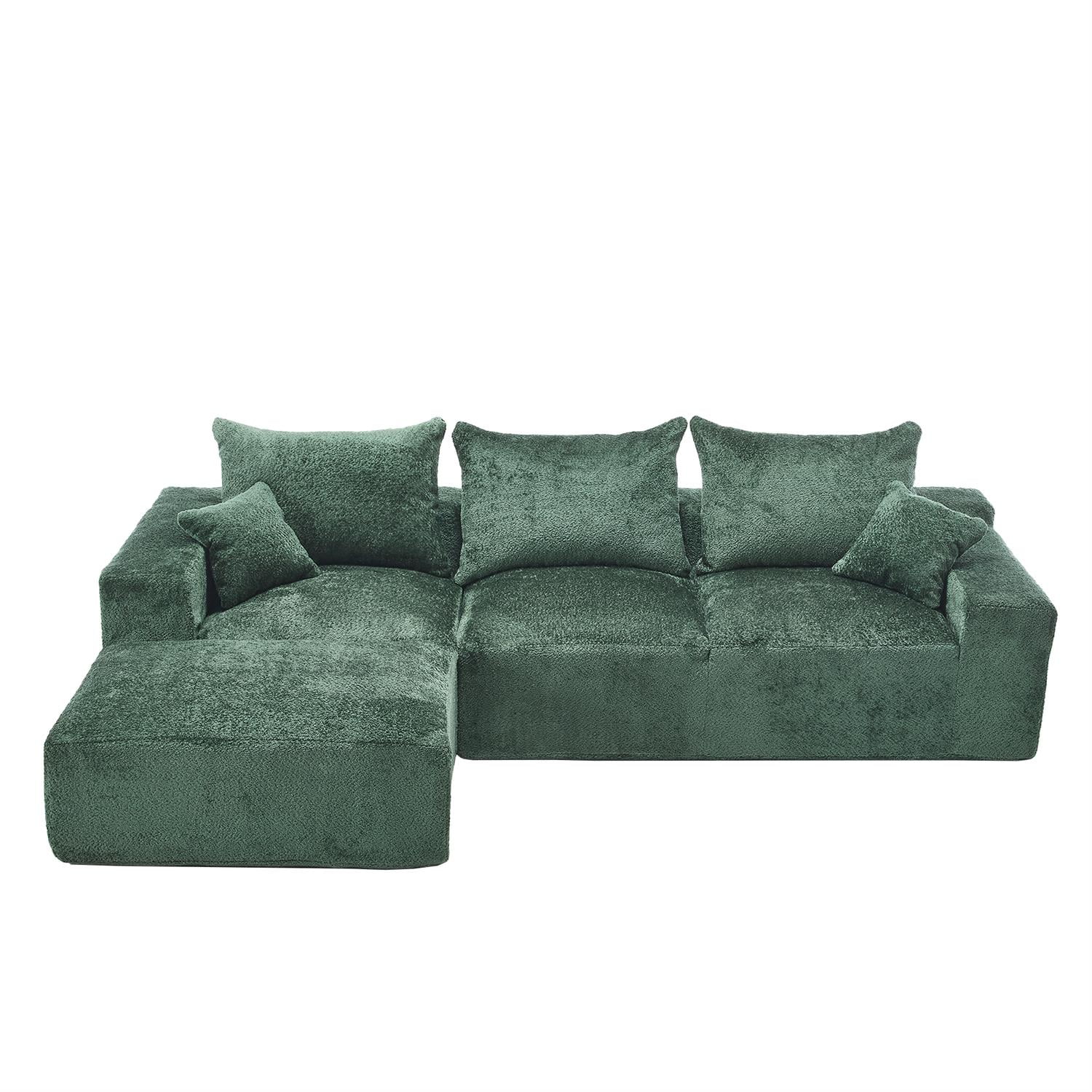 Demi Bonn 108" Modern L-Shaped Sofa, Premium Fabric Couch with Deep Seating, Freestyle Setup, No Assembly Needed for Living Room Relaxation, Green