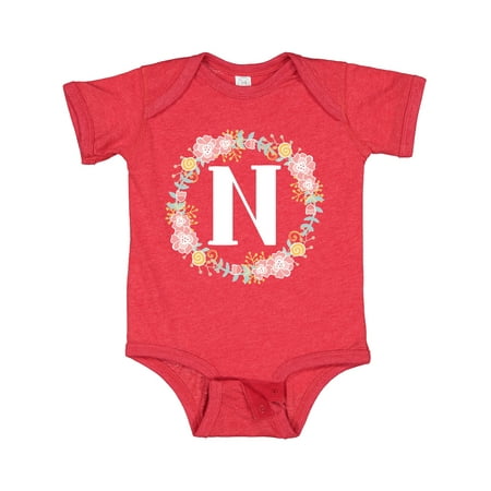 

Inktastic Monogram Letter N Rose Floral Wreath Gift Gift Baby Girl Bodysuit