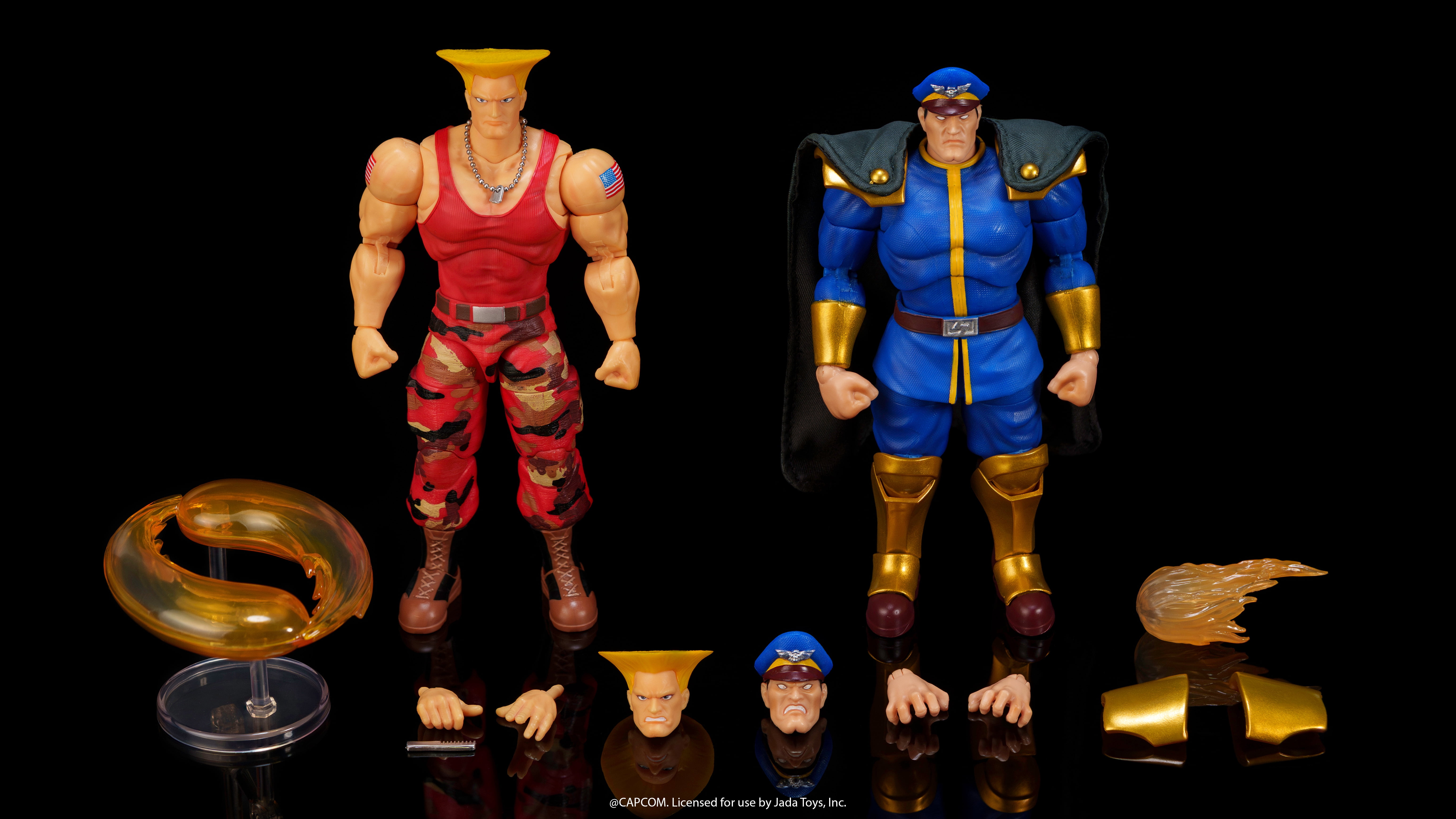 Jada Toys Street Fighter II Guile vs M. Bison 2-Pack Action Figure – 1:12 Scale, 6" Tall, Interchangeable Heads, Hands & Accessories