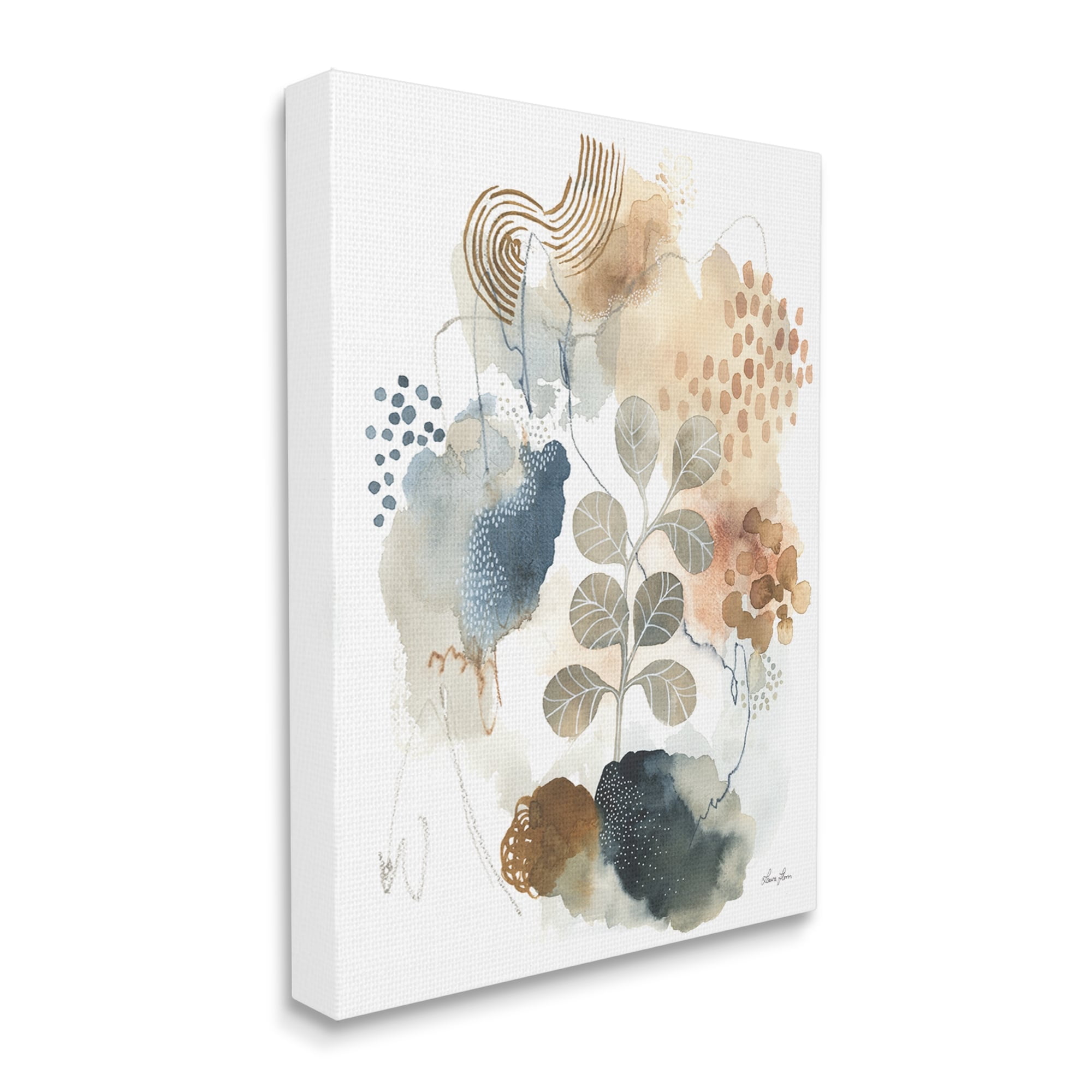 Stupell Industries Modern Abstract Botanicals Spiral Shape Collage Blue Brown, 36 x 48,Design by Laura Horn
