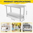 thumbnail image 2 of Garvee Commercial Worktable, 48x24x35" Food Prep Table without Backsplash, Adjustable Under-Rack Grill Prep Table,Kitchen Stainless Steel Workstation for Garage, Home, Restaurant ,Warehouse Kitchen, 2 of 7