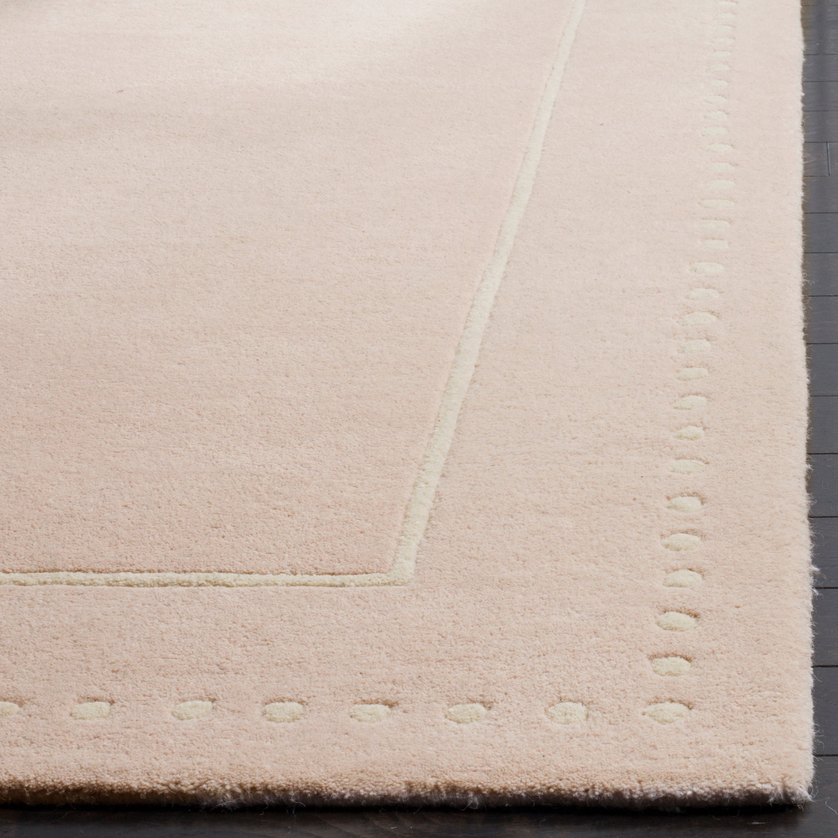 SAFAVIEH Bella Danita Plain Dotted Bordered Wool Area Rug, Light Pink/Ivory, 3' x 5'
