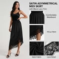 thumbnail image 6 of Shrysg Women's Casual Satin Midi Skirt with Elastic High Waist and Asymmetrical Hem for Daily Wear Black, 6 of 6