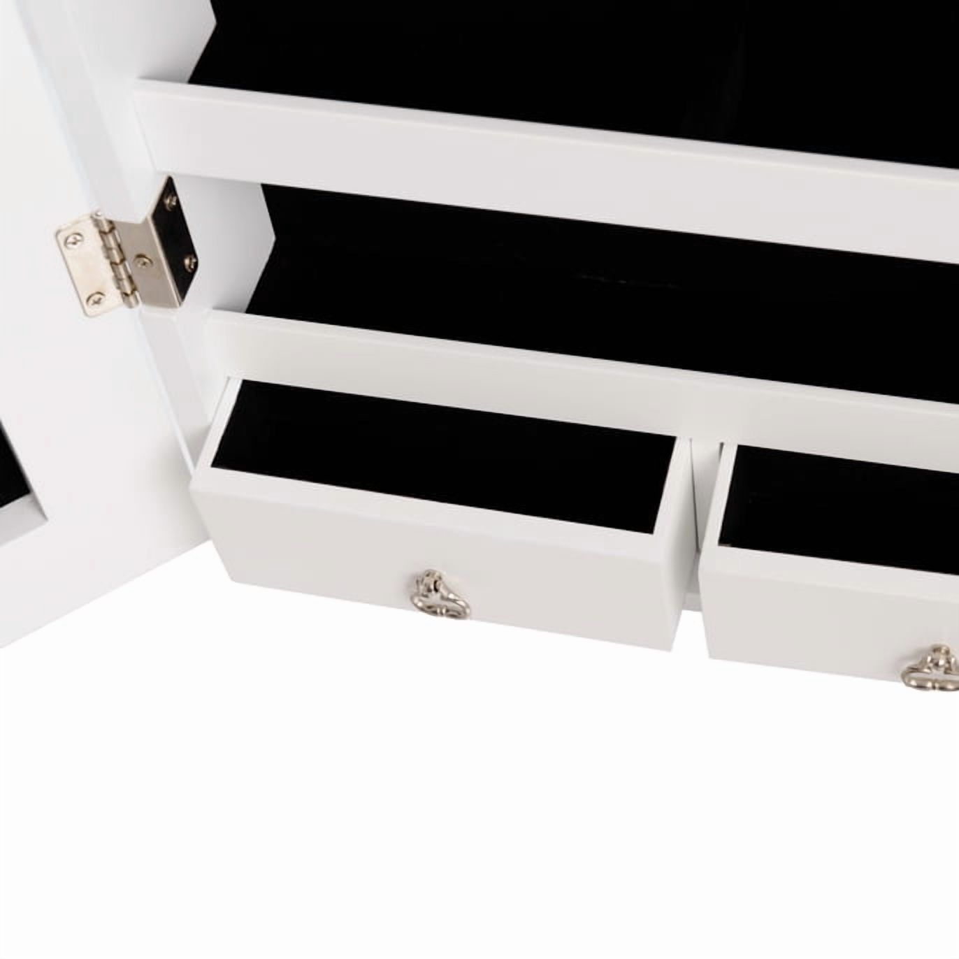 Patiojoy Lockable Wall Door Mounted Storage Organizer Mirrored Jewelry Cabinet w/ Lights White