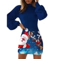 thumbnail image 3 of Gvmfive Women Christmas Print Bodycon Long Sleeve Round Neck Casual Mini Dress, 3 of 4
