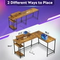 thumbnail image 2 of Hyxoo L Shaped Gaming Desk with Power Outlets & LED Lights, Computer Desk with Monitor Stand & Hook, Corner Desk with Storage Shelf, Office Long Desk for Bedroom-60 Inch-Rustic Brown, 2 of 9