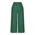 thumbnail image 5 of WIZUTIZ Sweatpants Women Comfy Casual Loose Wide Leg Pants Elastic Spandex High Waist 7/8 Length Palazzo Pants Solid Pleated with Pockets Palazzo Pants for Teen Girls Business Beach Green, 5 of 6