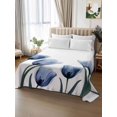 thumbnail image 2 of Blue Spring Floral Flat Sheets Only Queen Size, Soft Breathable Bed Top Sheets for Mattress, Tulip Blooming Summer Botanical Luxury Bedding Flat Sheets for Home Hotel Bedroom Bed Protection, 2 of 9