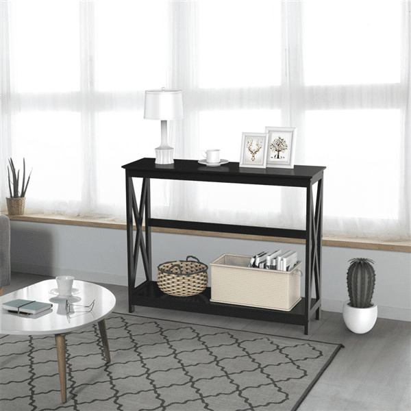 Living Room End Tables Topeakmart 2-Tier X-Design Console Table Sofa Side End Table Accent Table  Entryway Living Room, Black - Walmart.com