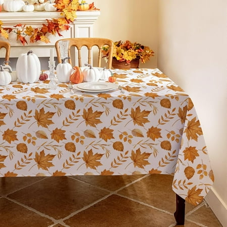 

Fall Rectangle Tablecloth 60 x 84 Inch Thanksgiving Autumn Harvest Brown Maple Leaf Table Cloths Waterproof Stain Resistant Farmhouse Table Cover for Thanksgiving Holiday Dinner Party