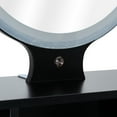 thumbnail image 6 of FCH LED Three-Color Touch Round Mirror 2 Drawers With Shelf Frame With Steel Frame Dressing Table Black, 6 of 16