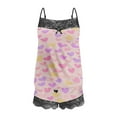 thumbnail image 4 of XWSHYW Womens Pajamas Fashion Hearts Print Lace Pajama Sets Summer Crew Neck Cami Sleepwear with Shorts, 4 of 5
