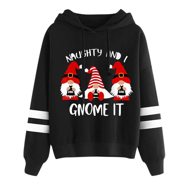 Sweat à Capuche d'Hiver pour Femmes Mode Pull de Noël Imprimé Xmas Col Rond Cardigan Mi-Long Blouse Ample