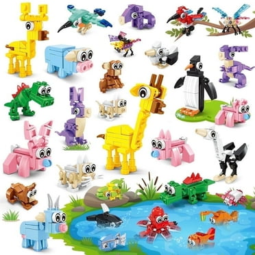 Hogokids 20 Pack Party Favors for Kids Building Set, 60 Kinds of Animals Building Blocks Toy Set for Goodie Bags Stuffers