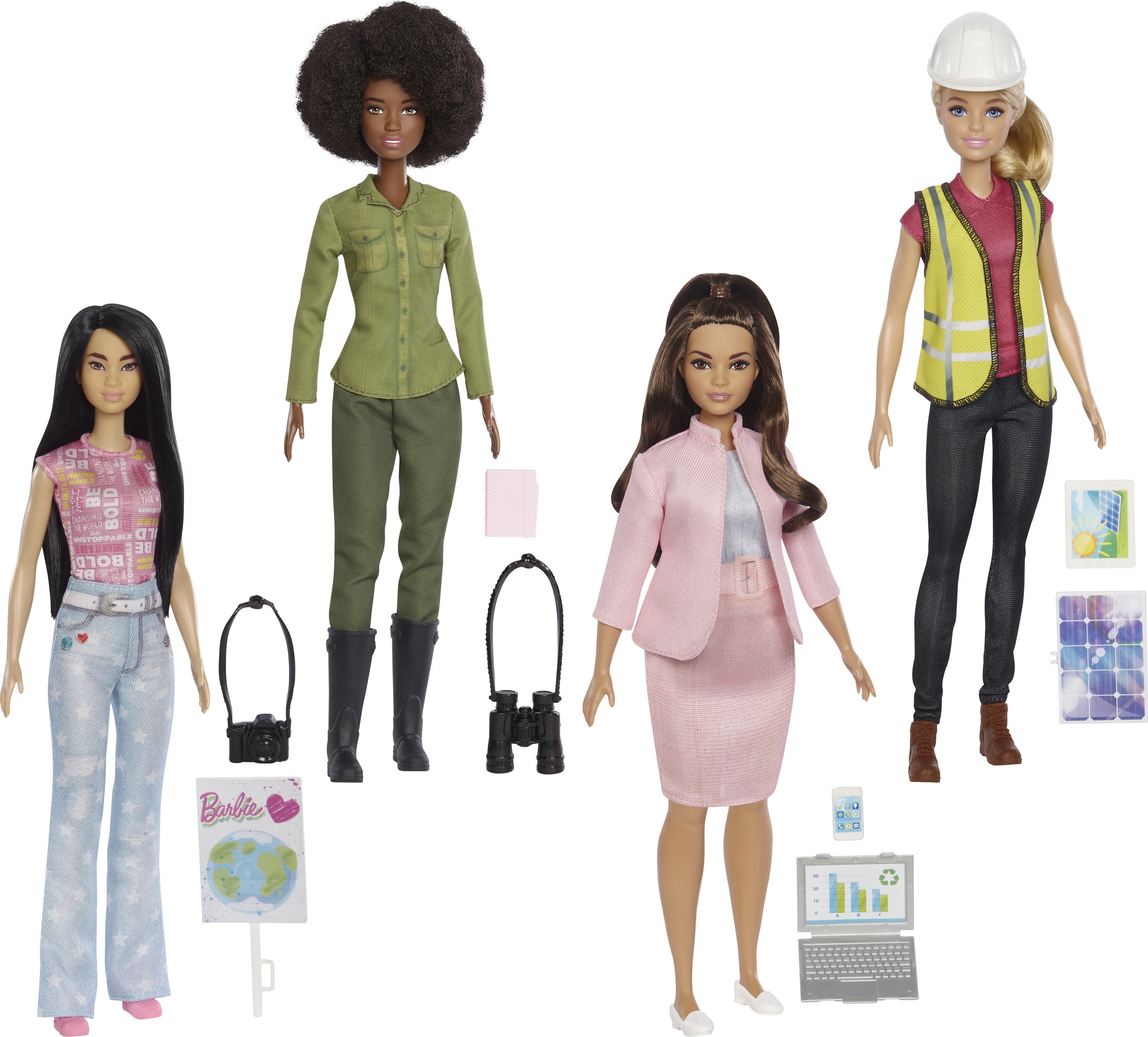 Barbie Career of the Year Eco-Leadership Team 4 Doll Set, Recycled Plastic (Except Head & Hair)