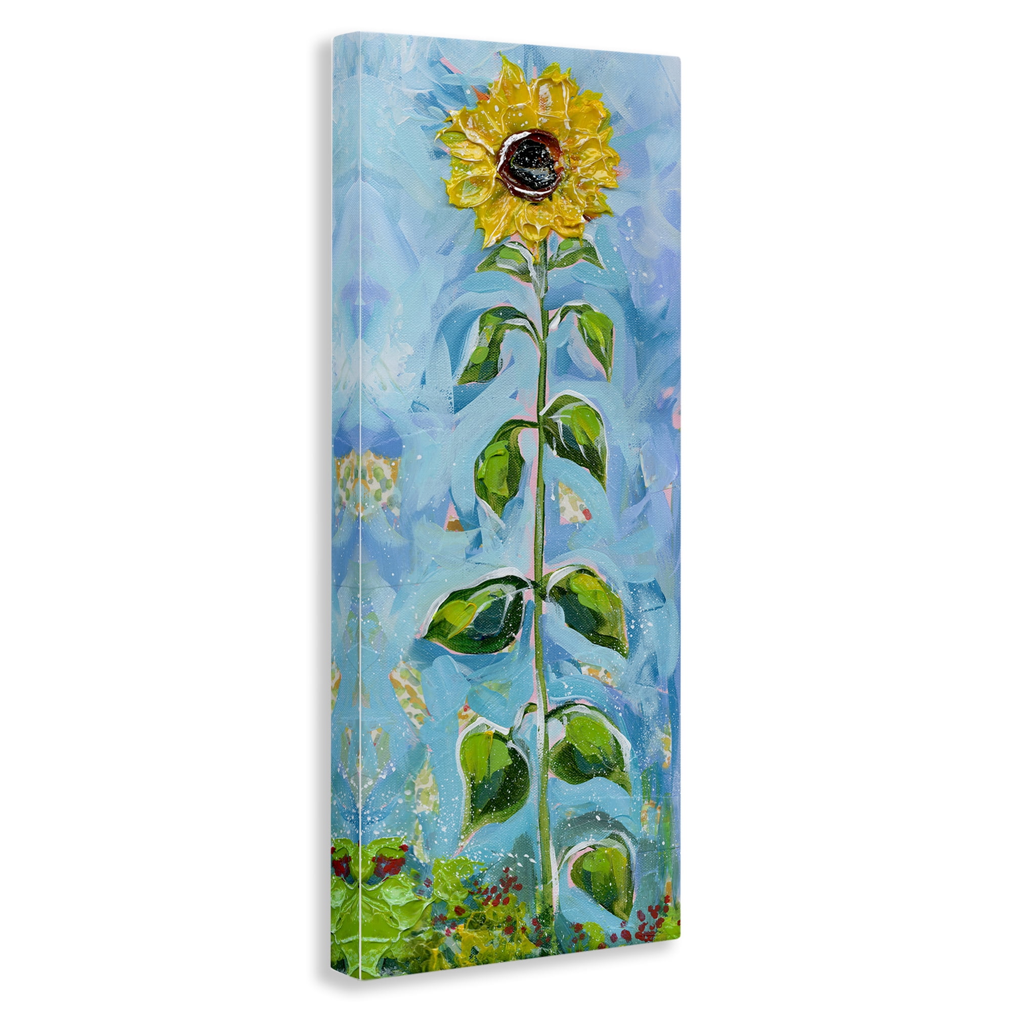 Stupell Industries Tall Looming Sunflower Plants & Flowers Painting Wrapped Canvas Art Print Wall Art, 10 x 24