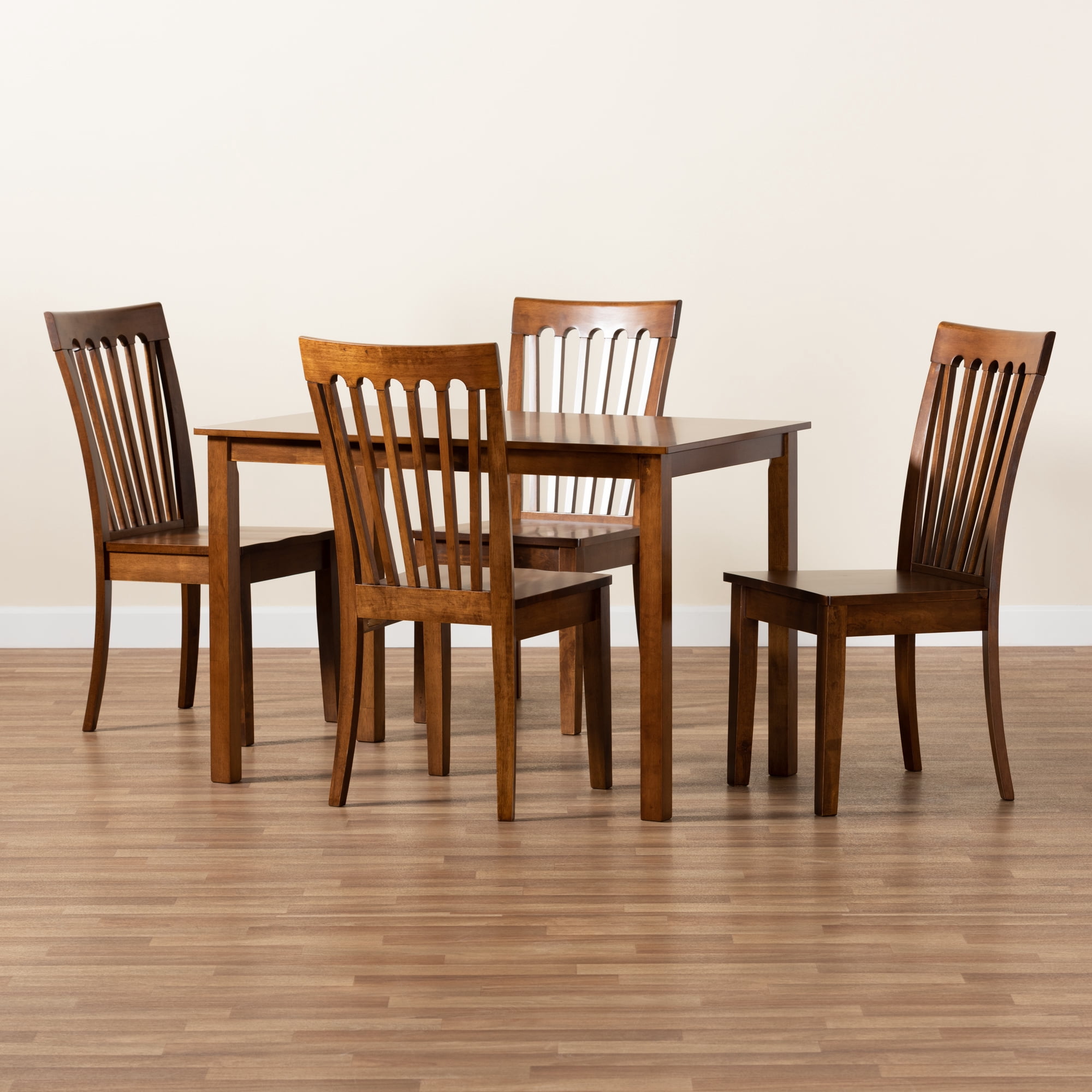 Baxton Studio Erion Modern and Contemporary Walnut Brown Finished Wood 5-Piece Dining Set