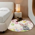 thumbnail image 2 of Round Rugs 4 Ft, Easter Grey Bunny Non Slip Area Rugs for Kitchen Bedroom Entryway, Spring Vintage Colorful Eggs Flower Washable Carpet Runner Rug Floor Mats for Bedroom Home Decor, 2 of 8