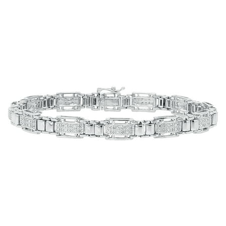 Jewelry Unlimited 8 5mm Mens White Gold Finish Pave Diamond 8 5mm Mens White Gold Finish Pave Diamond Bracelet 0 50 Ct