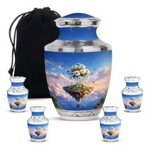 Yatskia White Daisy Urn for Ashes Adult Male, Decorative Urns for Human Ashes Adult Female, Large Burial Urns for Human Ash, (Tasty 10 Inch and 3 Inch)