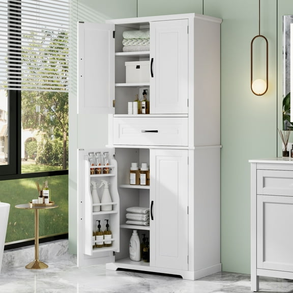 Bathroom Storage Cabinet with Multi-Functional Storage Space, Drawer with Slide Rails, Adjustable Shelf