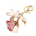 thumbnail image 1 of Llavero de flor Borla de diamantes de imitación Llavero de hoja Mujer Cartera Bolso Colgante Charms Chica corazón flor borla llavero coche llavero femenino bolsa de metal llavero colgante regalo crea, 1 of 3