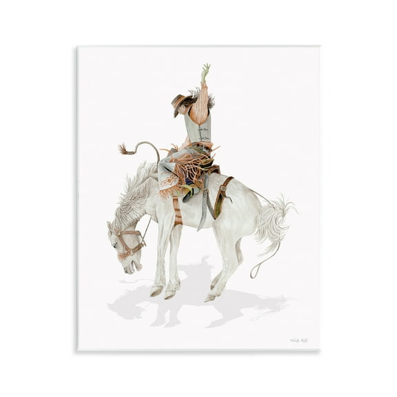 Stupell Industries Cowgirl on Rearing Horse People Painting Unframed Art Print Wall Art, 11 x 14