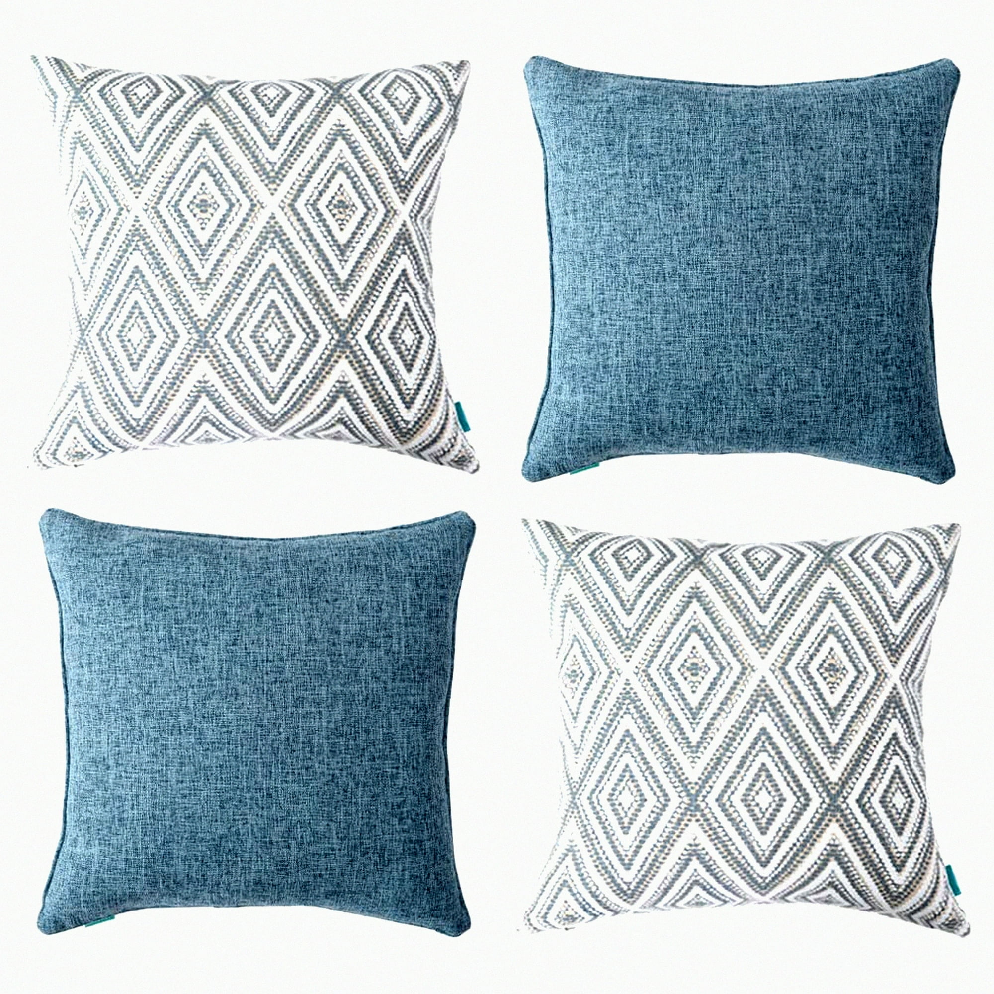 Blue Linen Square Pillow Cover Set 18x18 Decorative Couch Sofa Cushion for Living Room Pack of 4 Throw Pillows Walmart