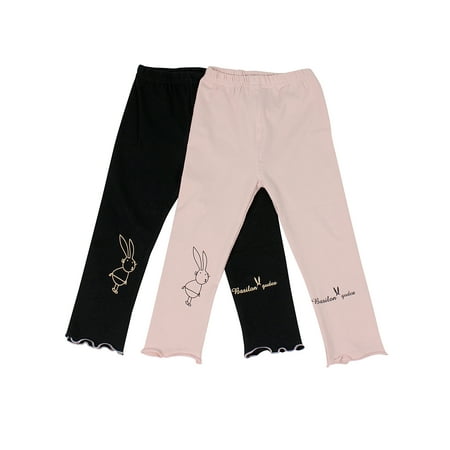 Ultra Soft Kid's Cotton Capri Bunny 2 Pack Pink/Black 3T