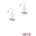 thumbnail image 2 of Delight Jewelry Silvertone Mini Pink Flying Pig Silvertone Leaf French Earrings, 2 of 5